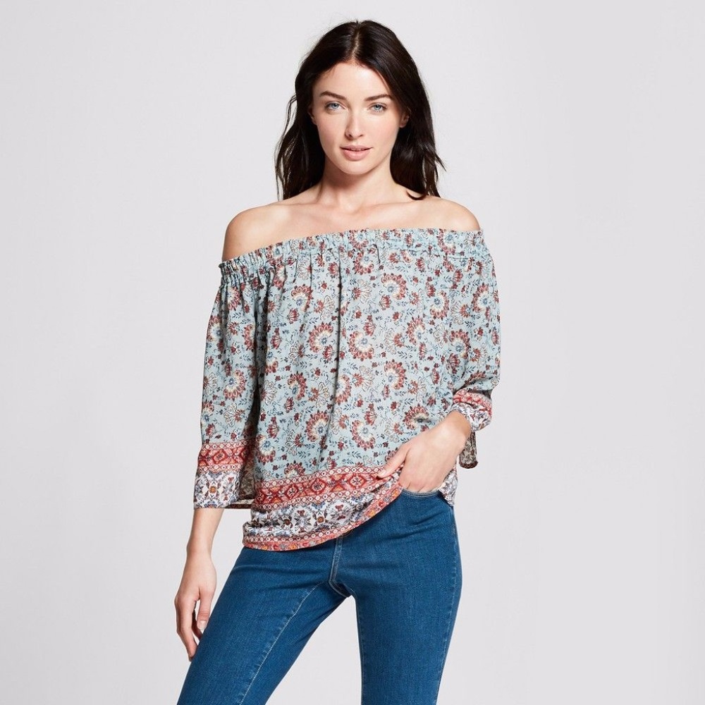 Knox Rose Printed Off Shoulder Top Size XL